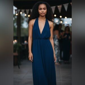 NWT Elegant Blue Halter Midi Dress
